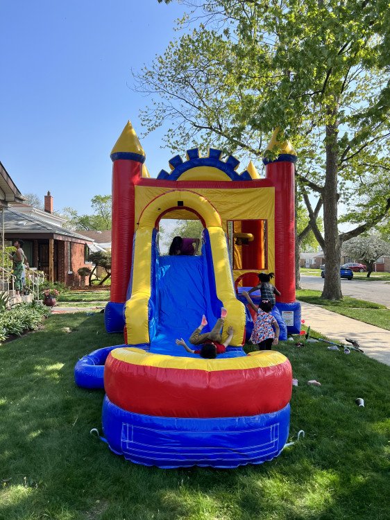 Sunshine Bounce House with Slide Supa Bounce Inflatables Calumet Park IL